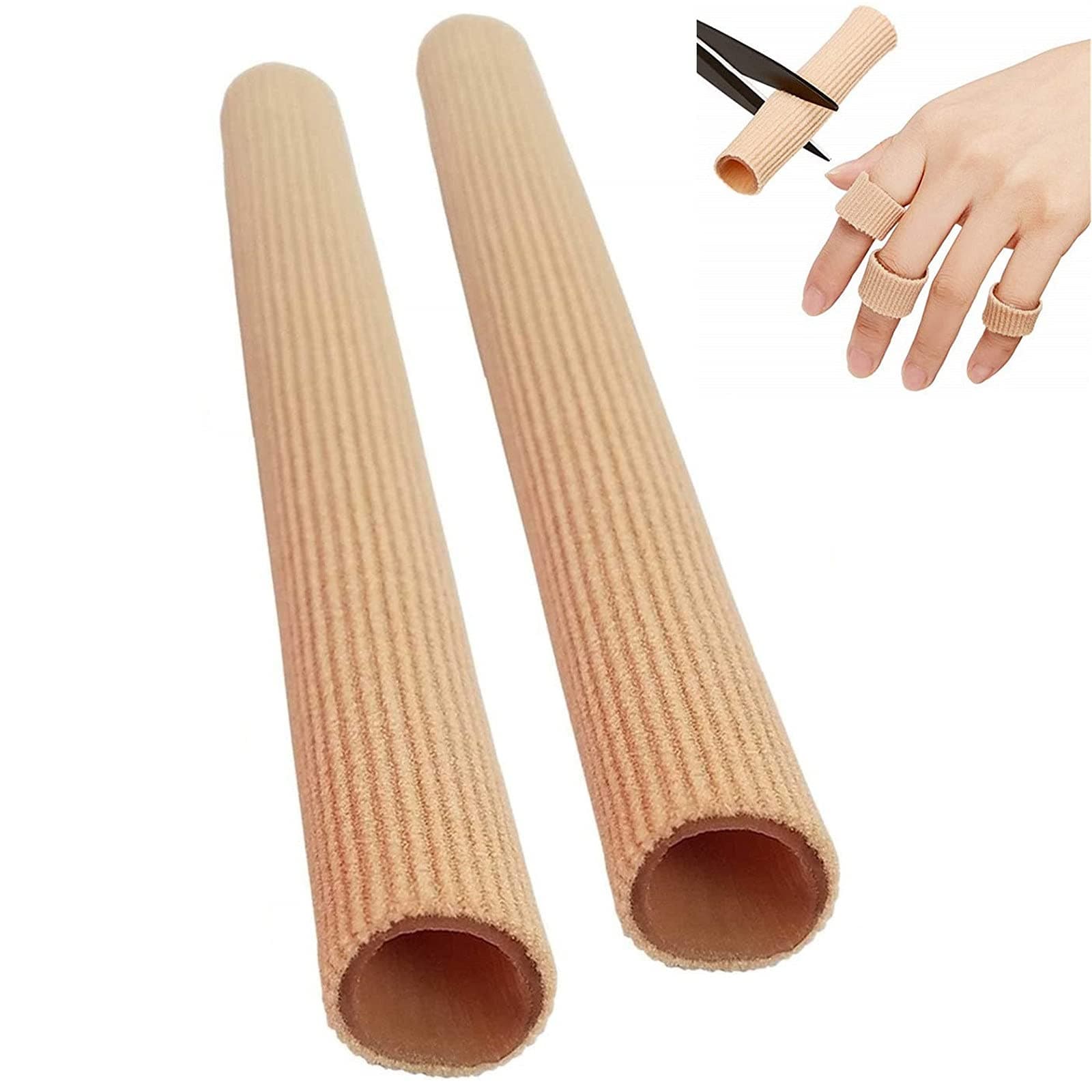 Toe Sleeves 2 Pack Silicone Gel Compression Toe & Finger Protector Cushion Tubes - Bandage Pad for Corns, Calluses & Blisters (Medium (1/2 inch diameter))