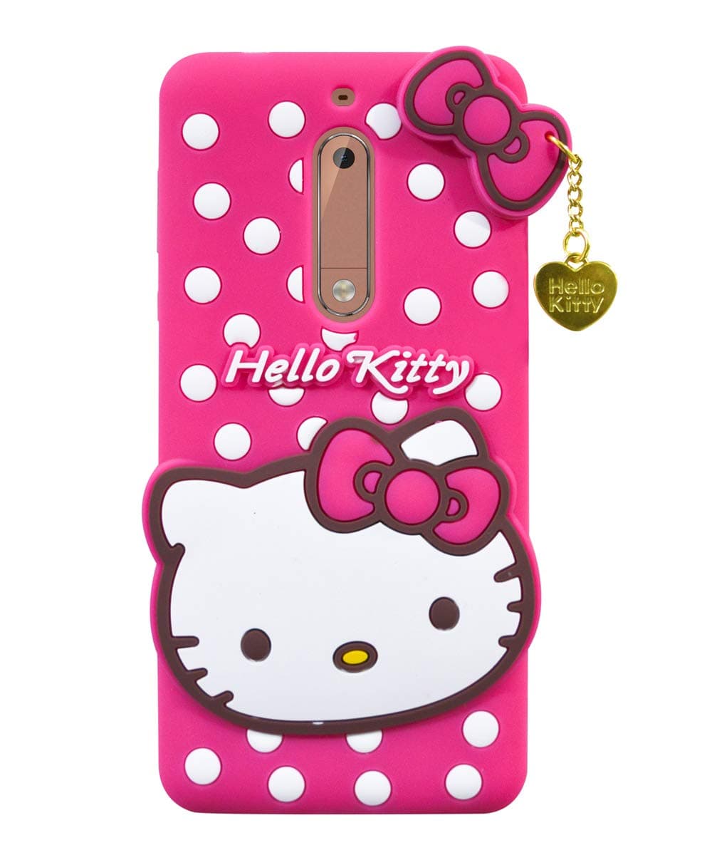 Coverage Hello Kitty with Pendant Case Back Cover for Nokia TA-1053 DS - Nokia 5 - Pink