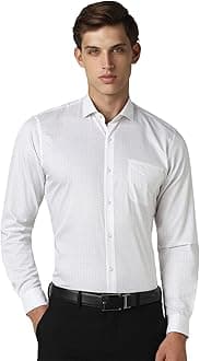 Peter England Men's Cotton Slim Fit Ditsy Printed Full Sleeve Shirt