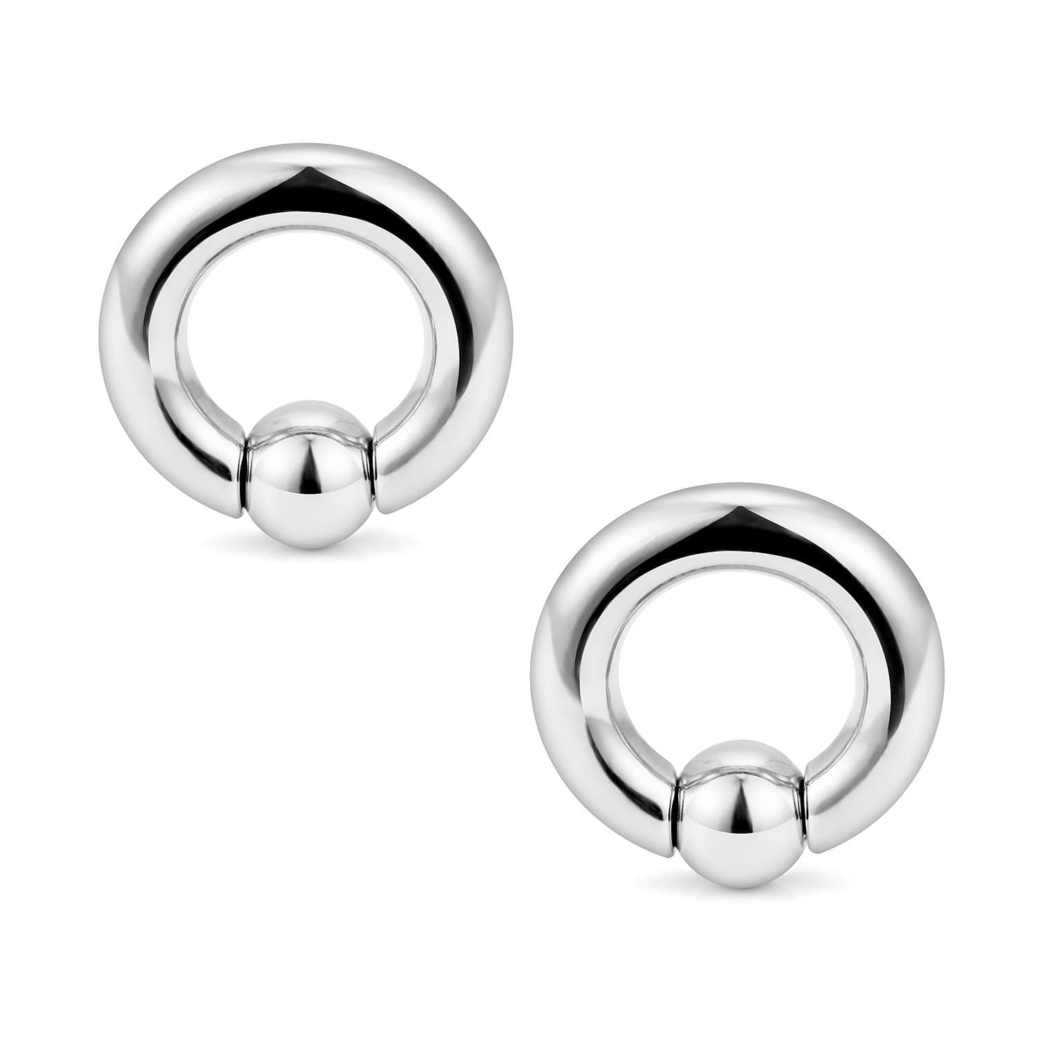 Ftovosyo PA Ring Captive Bead Rings Spring Action BCR Ball Rings 00G 0G 2G 4G 6G 8G 10G 316L Surgical Steel Pierced Body Jewelry for Women 2PCS 12-19mm