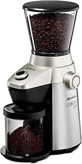 Ariete Conical Burr Electric Coffee Grinder - Ultra Fine Grind With Adjustable Cup Size - Perfect For Espresso, Drip, Pour Over and French Press Coffee - Heavy Duty Stainless Steel ART3017 Metallic
