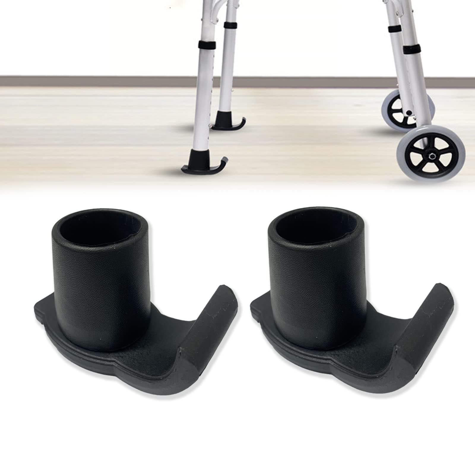 MESINURSWalker Glide Skis - Universal Replacement Feet Rubber Tips Cap for Folding Walker, 1-1/8 Inch (28mm), 2 Counts (Black)