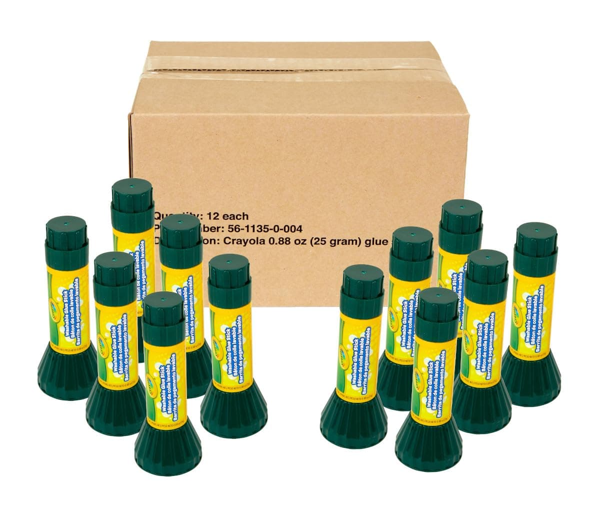 Washable Glue Stick, 0.88 oz, Dries Clear, Pack of 12