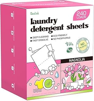 Magnolia Laundry Detergent Sheets 240 Loads - Eco-Friendly, Plant-Based, Hypoallergenic, No Plastic Jar