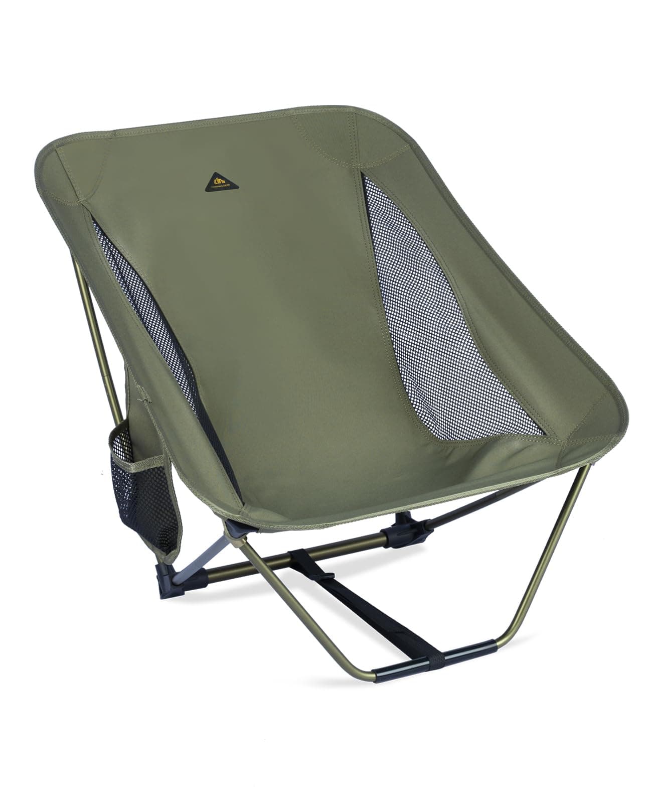 Low Ultralight Compact Camping Folding Chair with Side Pocket and Carry Bag (Green)