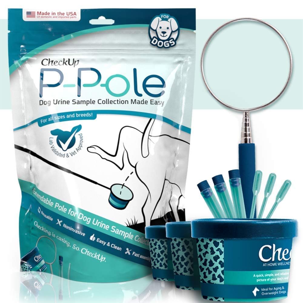 CheckUp P-Pole - Dog Urine Collection Pack - Telescopic Pole, Cups, Pipettes & Vials - A New Innovative, Do It Yourself Approach to Collect Your Dogs Urine at Home and Have it Ready for Testing