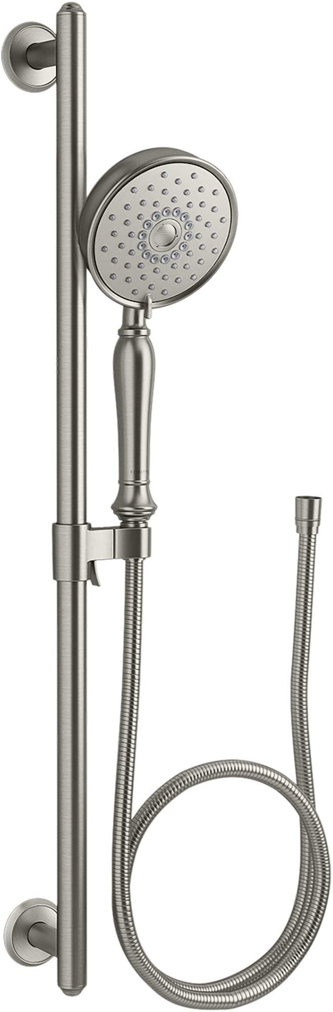 KOHLER 22176-BN 28" Multi-Function Handshower Set, Handheld Showerhead with 60" metal hose and 28" Slidebar, 2.5 GPM, Vibrant Brushed Nickel