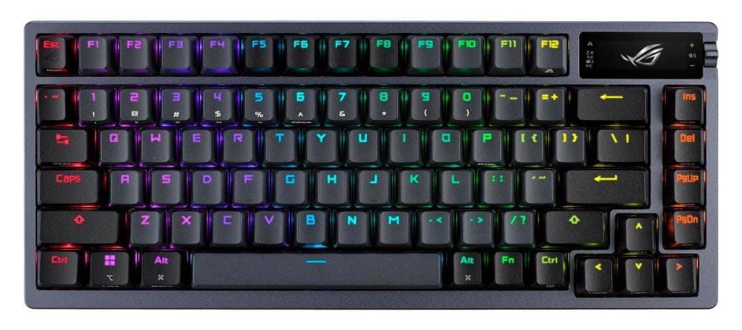 ROG Azoth Wireless Mechanical Gaming Keyboard – 75% TKL, Tri-Mode Connectivity, Hot Swappable Pre-lubed ROG NX Snow Linear Switches, PBT Keycaps, RGB, OLED Display, PC/Mac Support - Black