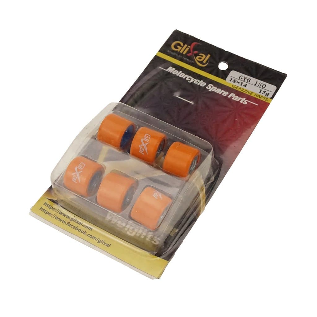 Glixal ATKS-04023 18x14mm High Performance Racing Variator Roller Weights Set 152QMI 157QMJ GY6 125cc 150cc Scooter Moped ATV Go-Kart (15 gram)