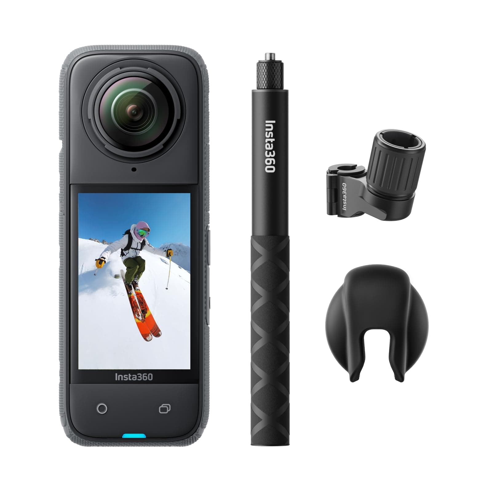 Insta360 X4 Ski Bundle - 8K Waterproof 360 Action Camera, 4K Wide-Angle Video, Invisible Selfie Stick, Removable Lens Guards, 135 Min Battery Life, AI Editing, No microSD Card