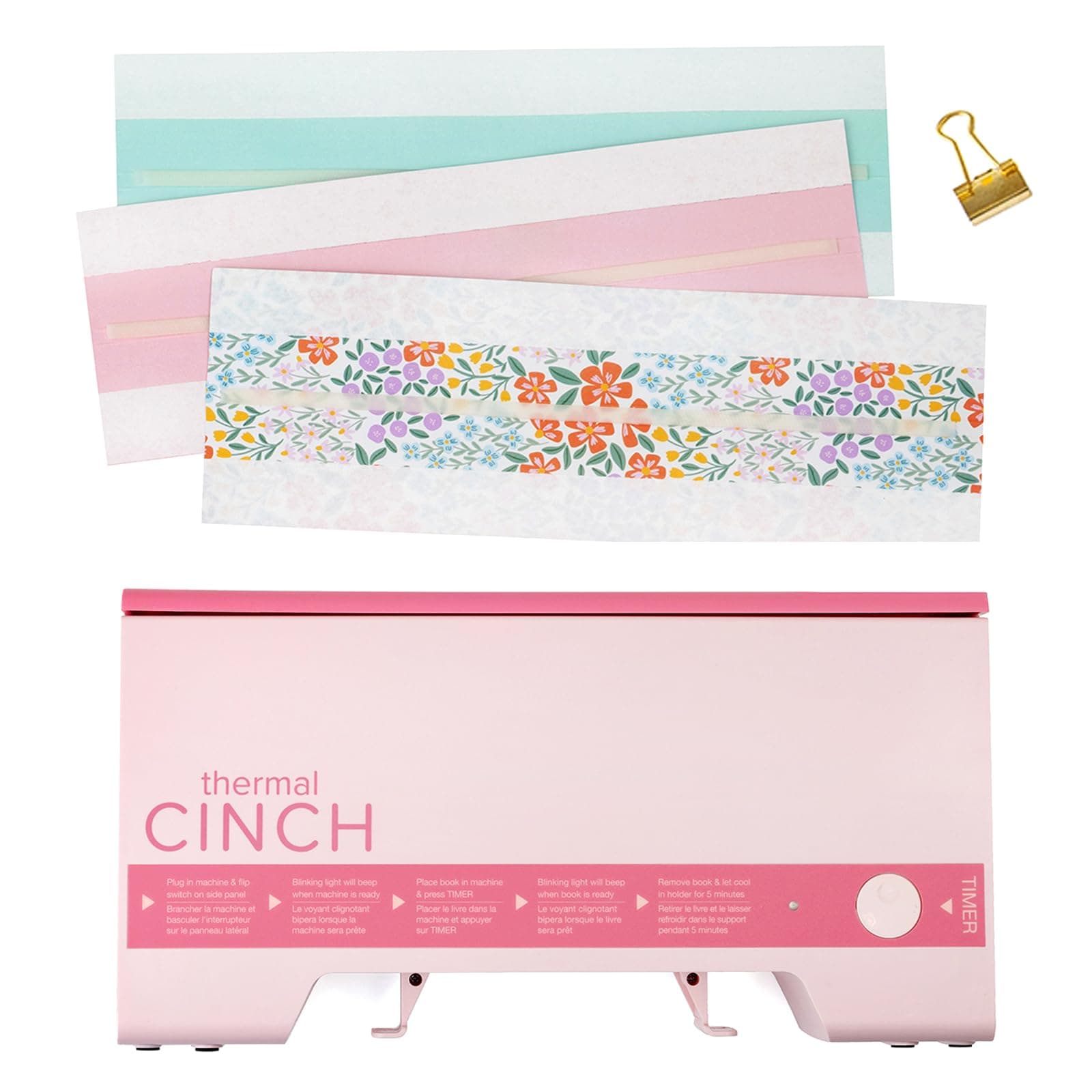 Thermal Cinch Binding Machine Pink 12 Inch, Includes Thermal Book Binding Machine, Book Spines, and Clips, Create DIY Journals, Notebooks, Scrapbooks, Photo Books, and Documents