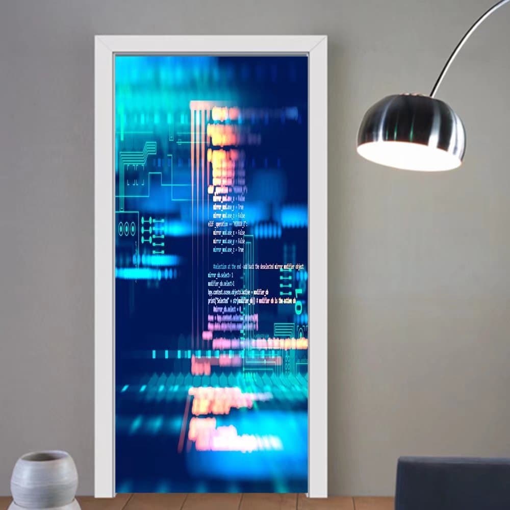 Summer Price custom made 3d Door Wall Mural Wallpaper programming code abstract technology background of software developer and computer script For Room Decor 30x79