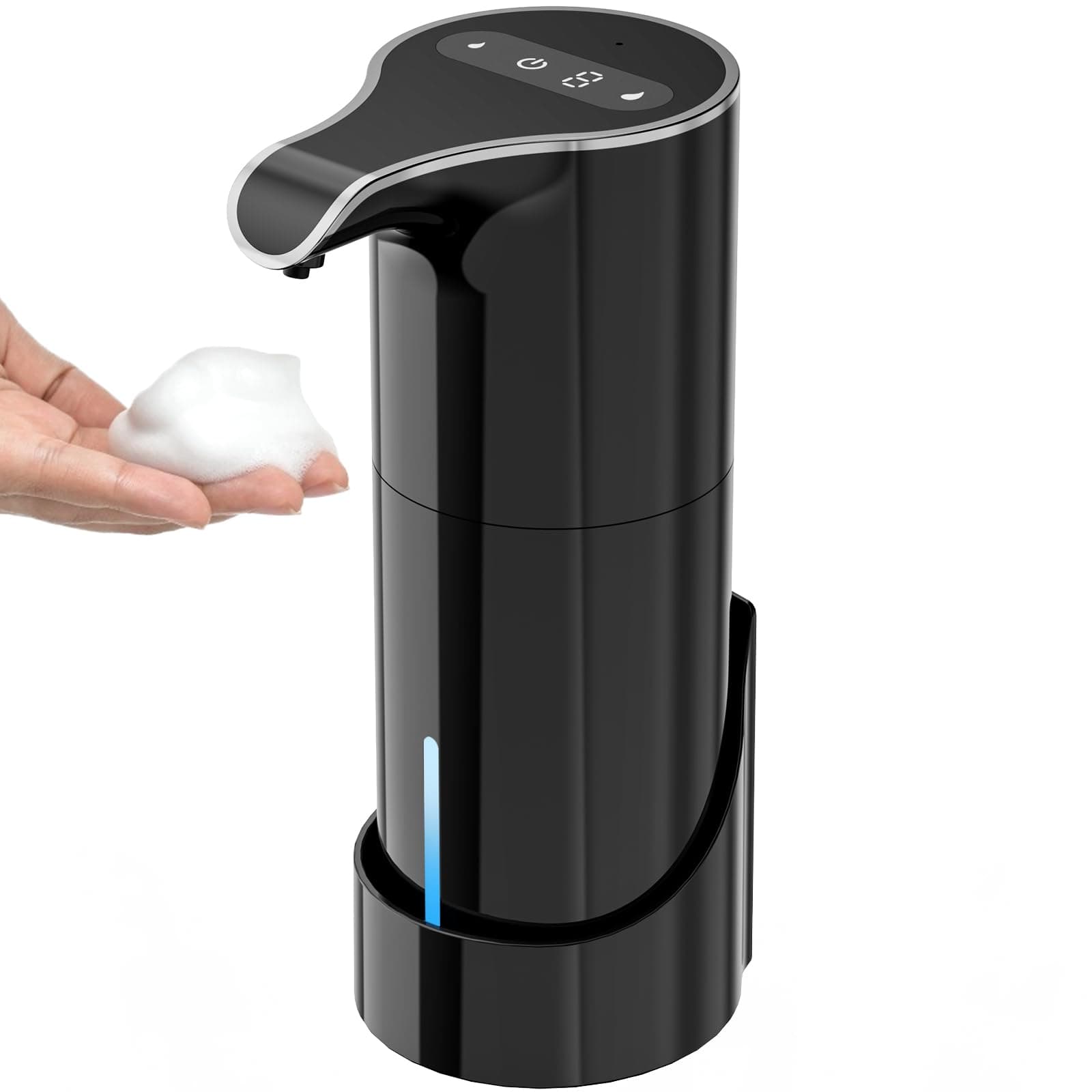 YIKHOM Automatic Foaming Soap Dispenser, Touchless LED & Level Display 7 Volume Control, Auto Dish Touch-Free Rechargeable Sensor Soap Pump Dispenser for Bathroom Kitchen