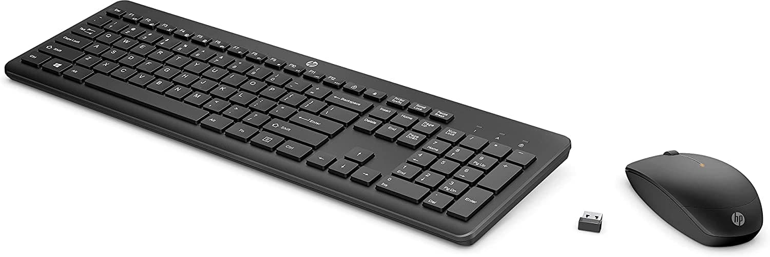 HP 230 Wireless Keyboard and Mouse Combo Set, 2.4 GHz Wireless USB-A Nano Receiver, Up to 1600 dpi, Up to 16 Months Battery Life - Black, 18H24AA#ABU, 18H24AA