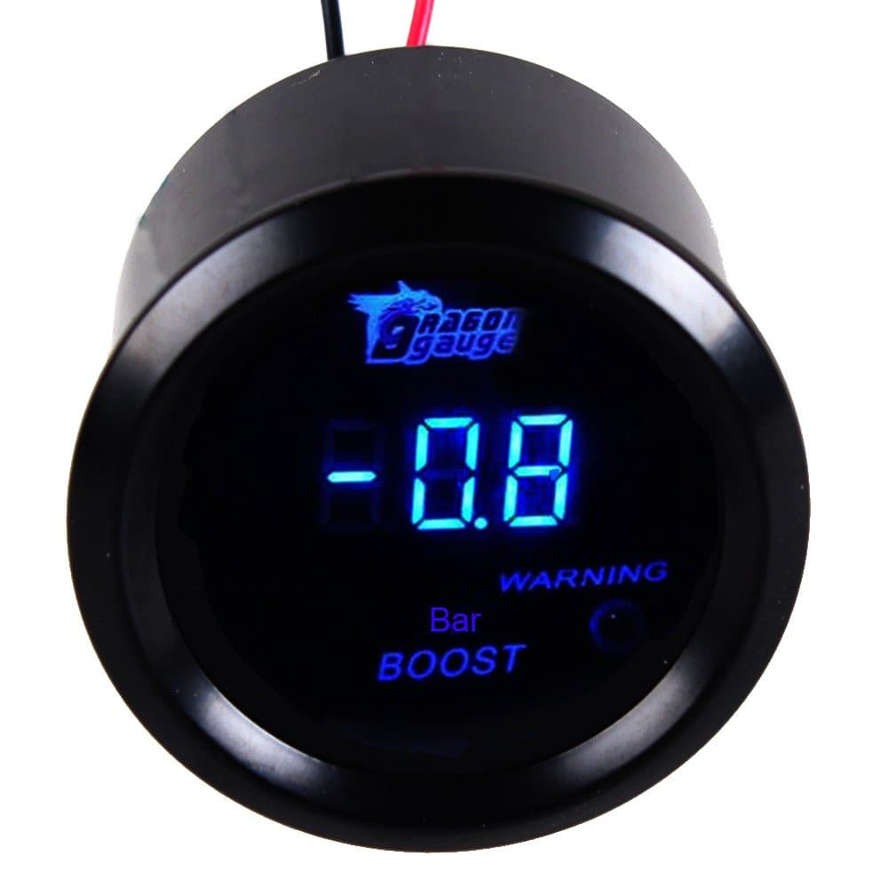 2" 52mm Black Car Motor Digital Blue LED Light Bar Turbo Boost LED Gauge Meter