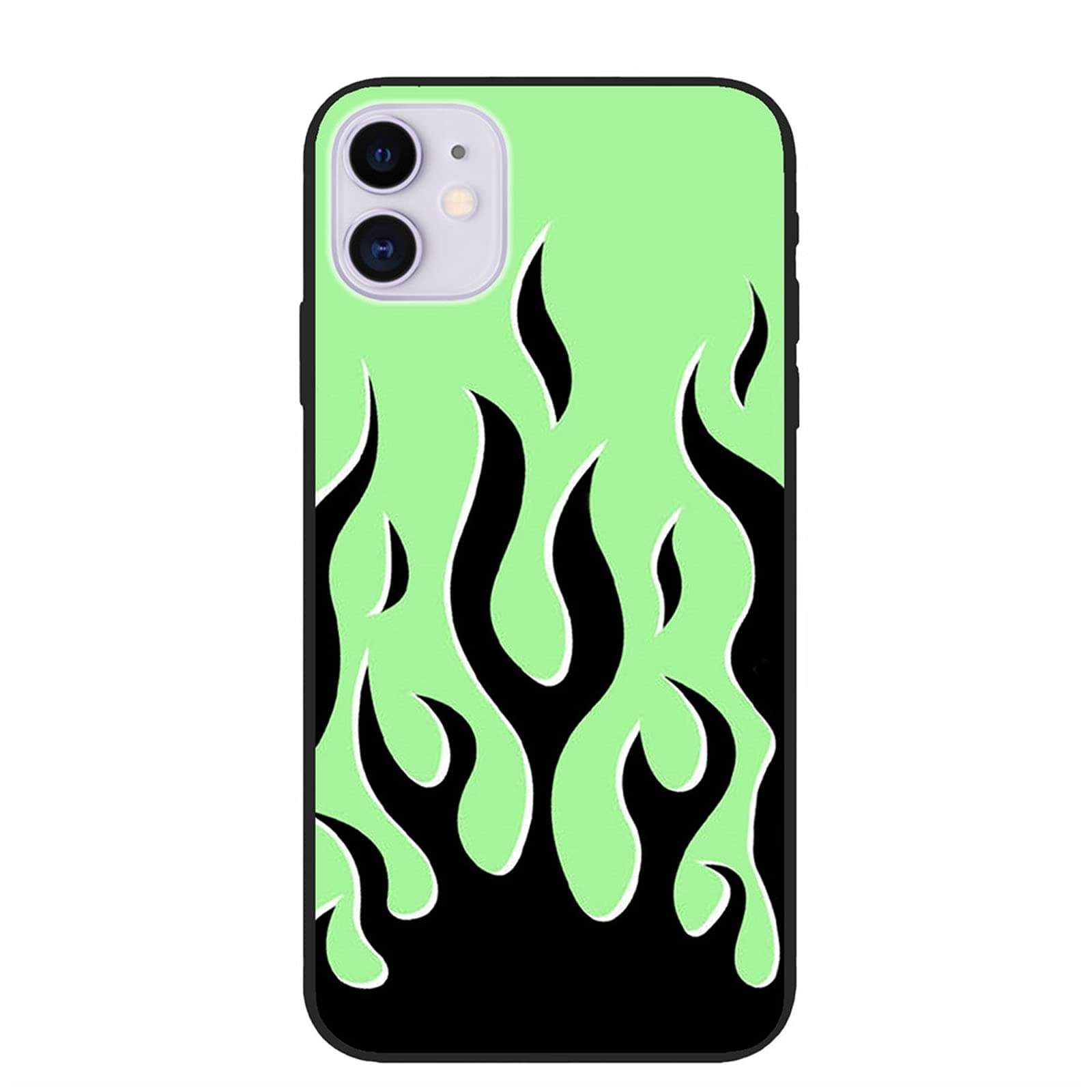 Green Flame Fire Phone Case for iPhone XR 11 Pro 7 XS MAX SE 2020 X 8 6 Plus Artistic Personality Silicone Back Cover-for iPhone 11