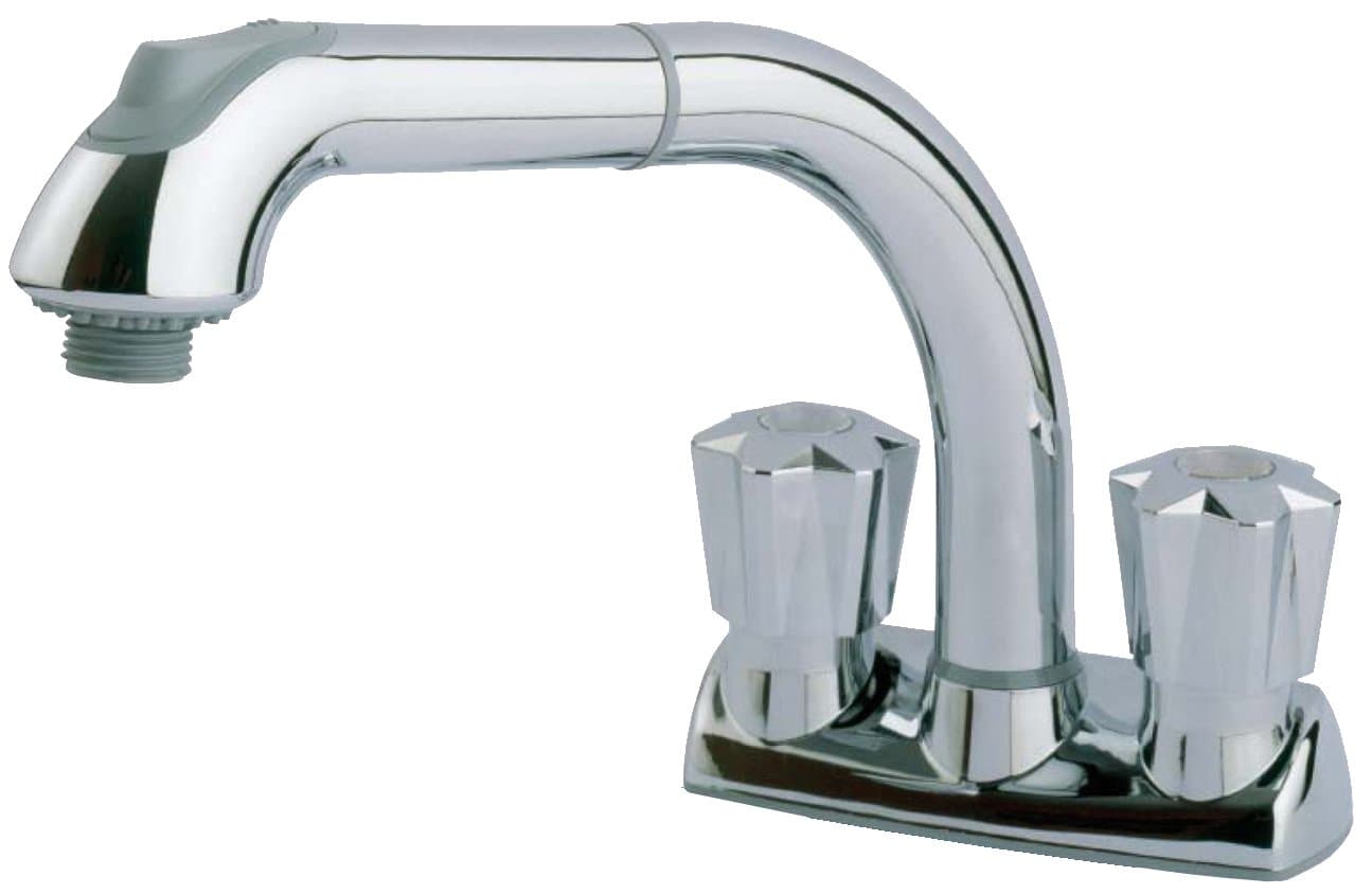 480, Pull Out Laundry Faucet, 3 Hole Installation, High 8 INCH-Arc Spout, 2 Handles, 2 Spray Settings, Advanced High-Quality Polymer Materials, Lead-Free, Non Corrosive, Chrome Finish