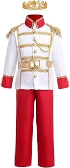 AWIBMK Boys Prince Charming Costume - Kids Medieval Royal King Outfit for Halloween Cosplay Dress Up