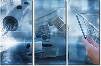 TUMOVO Scientists and Scientific Experiments Artwork Home Decor Posters and Prints Medical Wall Art for Living Room 3 Pieces Medicine Concept Wall Decor Framed Ready to Hang (42" Wx28 H)