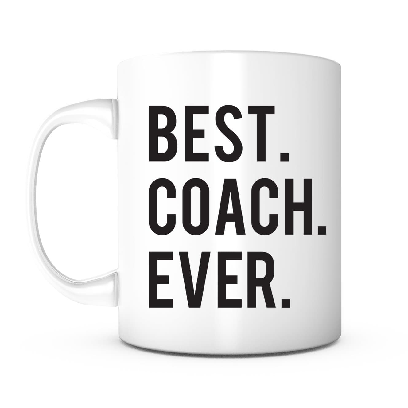 Bst Coach Ever 11 Ounce White Ceramic Mug, Present for Coach Birthday, Sports Gym Teacher Fitness Appreciation Present, Coach Thank You, Life Coach, Football Coach Coffee Mug