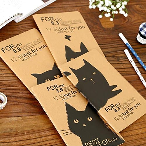 Portable Diary Cute Cartoon Black Cat Creative Small Notebook Office Accessories School Lovely Shapes Put Memory Inside Page 4 Pcs/lot
