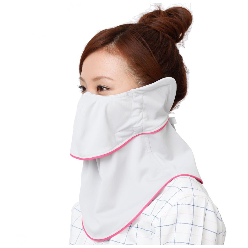 Yake-nu UV Sun protection face mask with form stability tape. 584Light grey "Yake-nu Athlete with an ear cover"