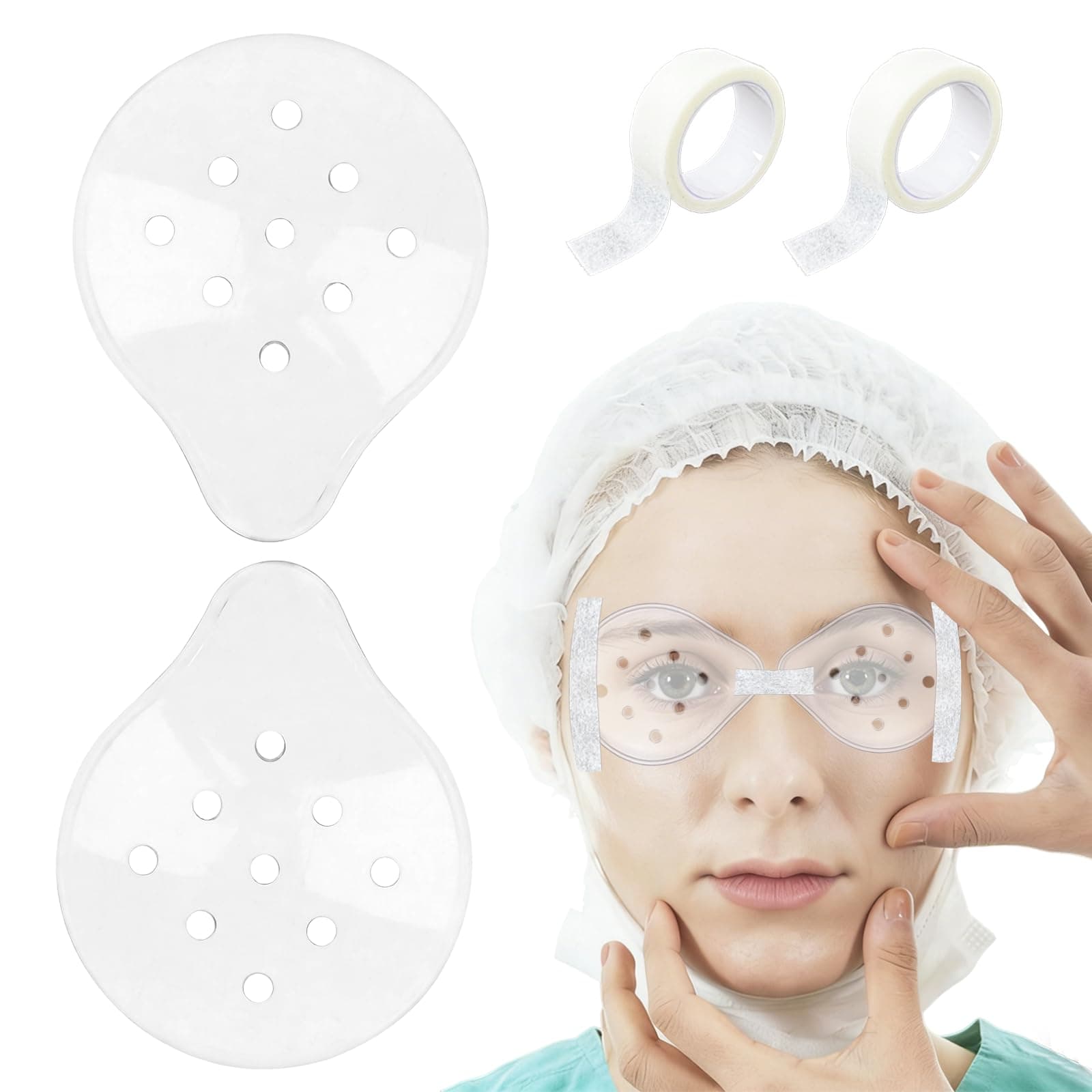 Clear Eye Protect Shield, Med Cataract Sur-gery Recovery Cover Ventilated Patch Gaurd with Fixed Tape for Eye Post-operative Recovery, 2 PCS