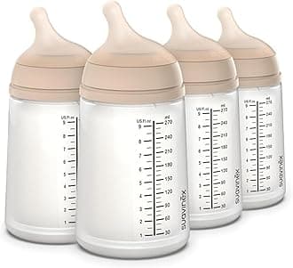 Zero Zero Anti Colic Baby Bottle, No 1 Spanish Baby Bottle Brand, Minimizes Bottle Rejection & Nipple Confusion, Perfect for Breastfeeding Babies, Medium Flow, 4 Pk 9 oz, Fair