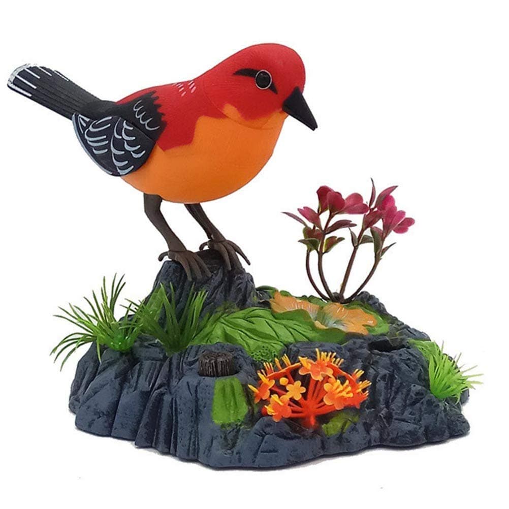 Singing Chirping Bird, Electronic Talking Repeating Parrot Realistic Sounds & Movements - Motion Sensor Activation Pronunciation for Kids