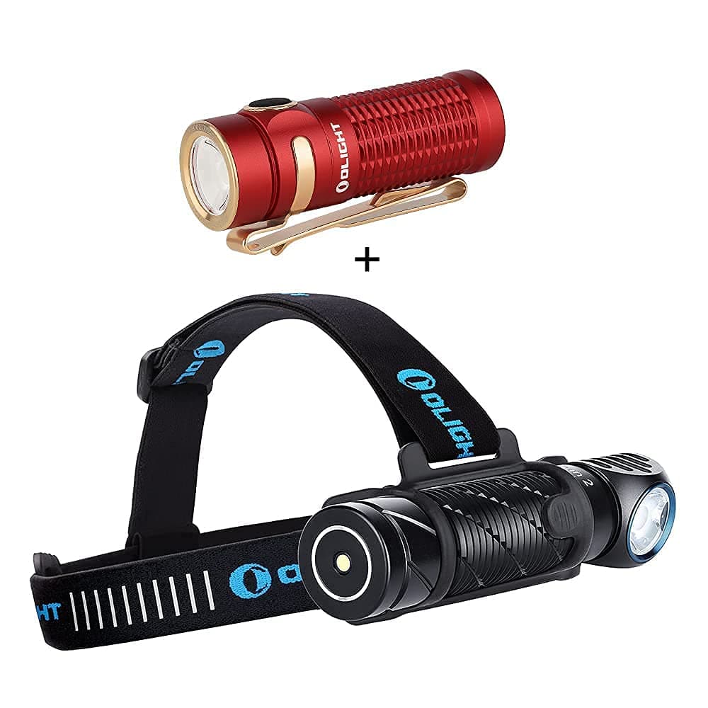 OLIGHT Baton3 1200 Lumens Ultra-compact Rechargeable EDC Flashlight Bundle OLIGHT Perun 2 2500 Lumens Rechargeable Headlamp