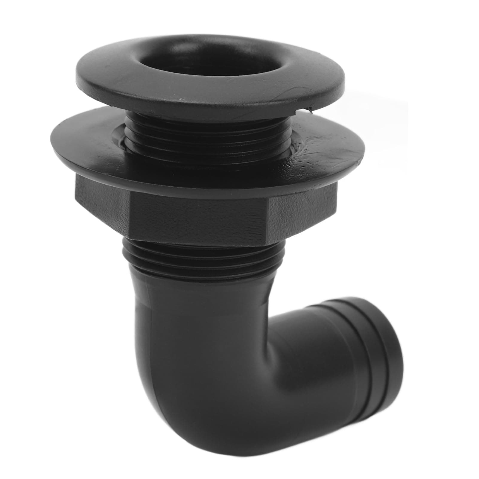 90° Thru Hull Fitting, Easy Use Reliable Marine Thru Hull Connector 24mm Ergonomic Wear Resistant for Boats (Black)