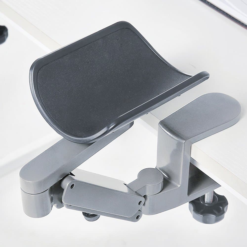 Ergonomic Arm Rest for Desk Rotating Computer Arm Support Clamp On Office Elbow Rest Arm Support Shelf Hand Rest 360 Degrees Rotatable Desk Tray