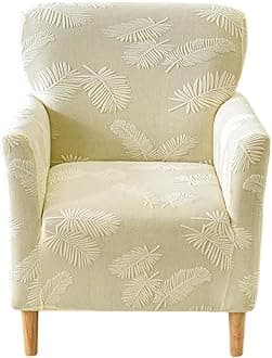 CRFATOPPrinted Stretch Chair Slipcovers with Arms for Living Room 1 Piece Accent Chair Covers Soft Banquet Chair Covers Saucer Armchair Furniture Protector Office Reception Reading Sofa,Beige