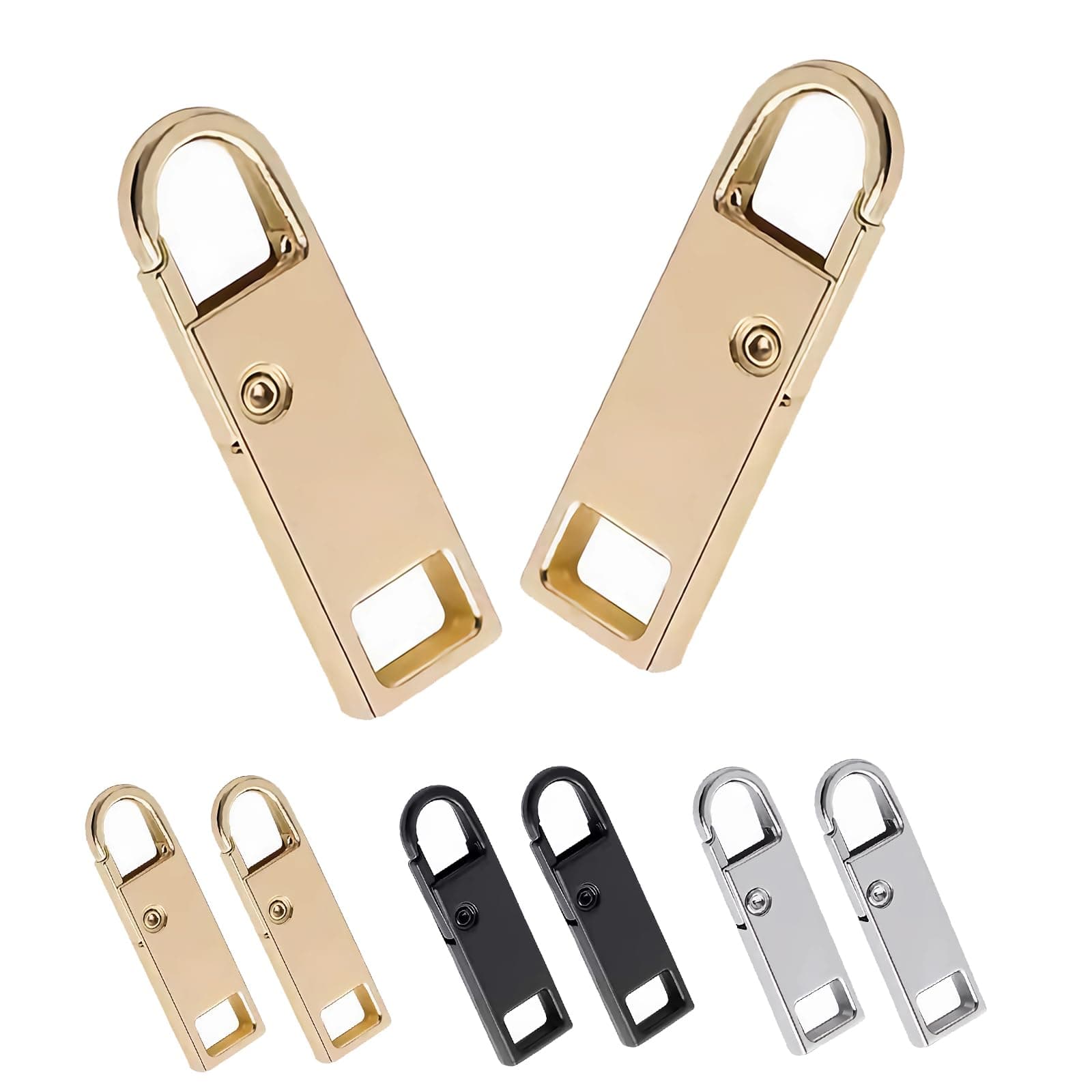 Deoward Zipper Pull Replacement Metal Zipper Handle Mend Fixer Tab Repair for Luggage, Backpacks, Suitcases, Jackets, Purses, Handbags (6 PCS)