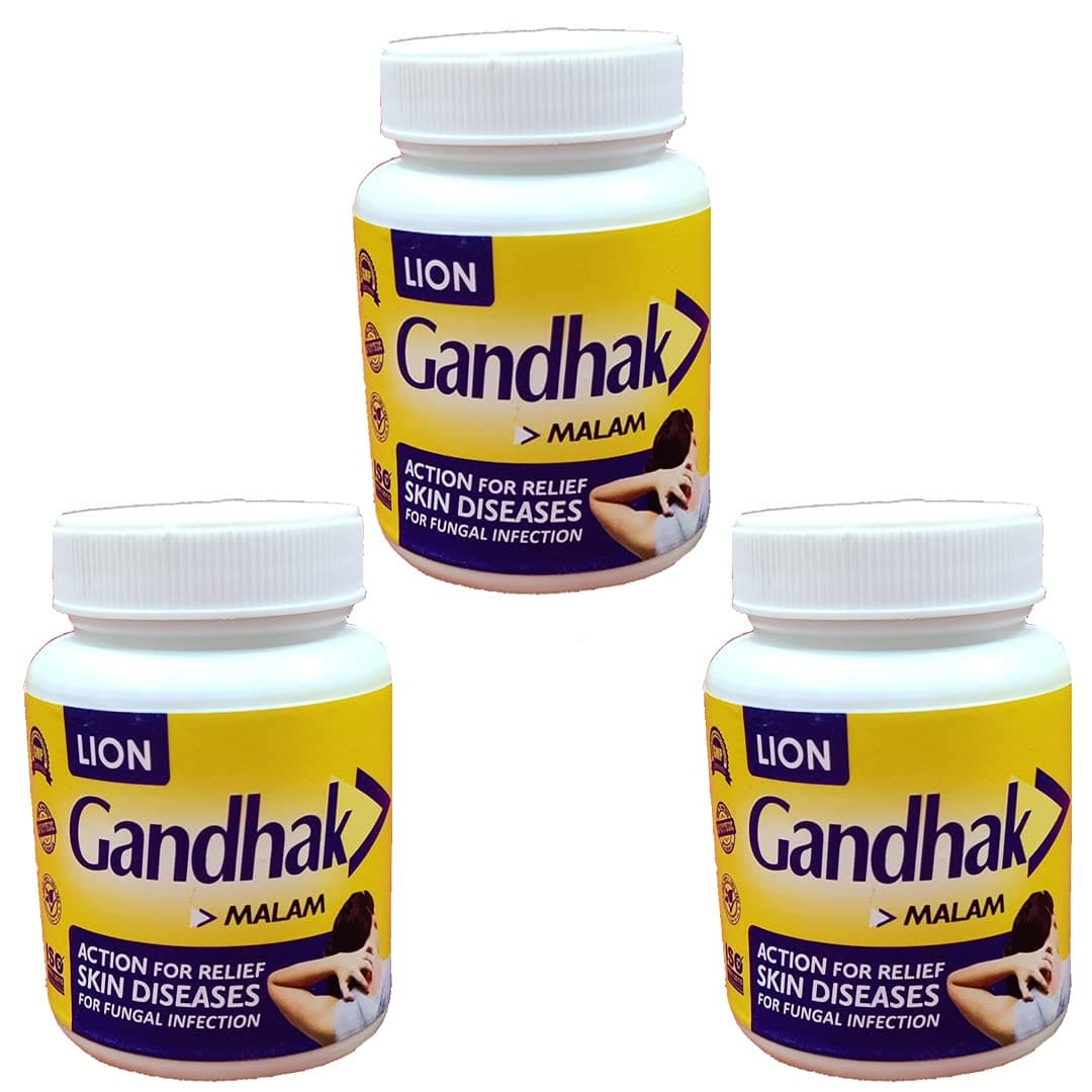 Lion Gandhak Malam Help for skin problem, Eczema, Itching | Pack of 3