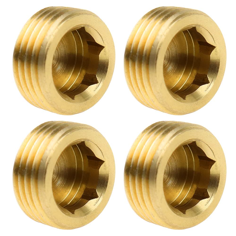 LbsAMP Pack of 4 Brass Pipe Accessories Hex Meter Plug Pipe Plug Coupling Adapter 1/2 Inch G Plug Pipe Adapter (Hexagonal Socket, Male Thread)