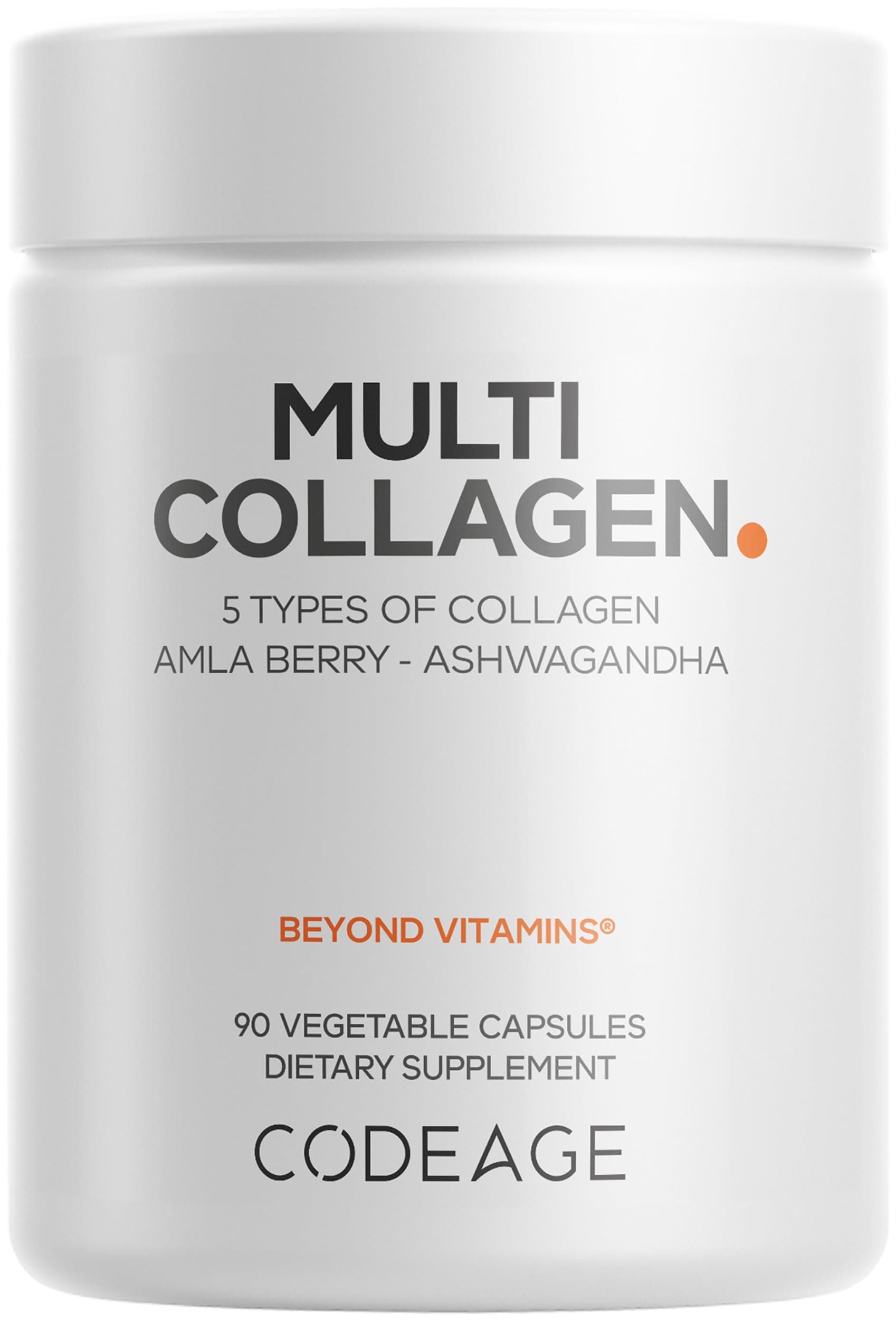 Codeage Multi Collagen Peptides Protein Capsules, 5 Collagen Types, Grass-Fed & Hydrolyzed Bovine Collagen Pills Supplement, Ashwagandha, Amla Berry Vitamins, Collagen Peptides - 90 Capsules