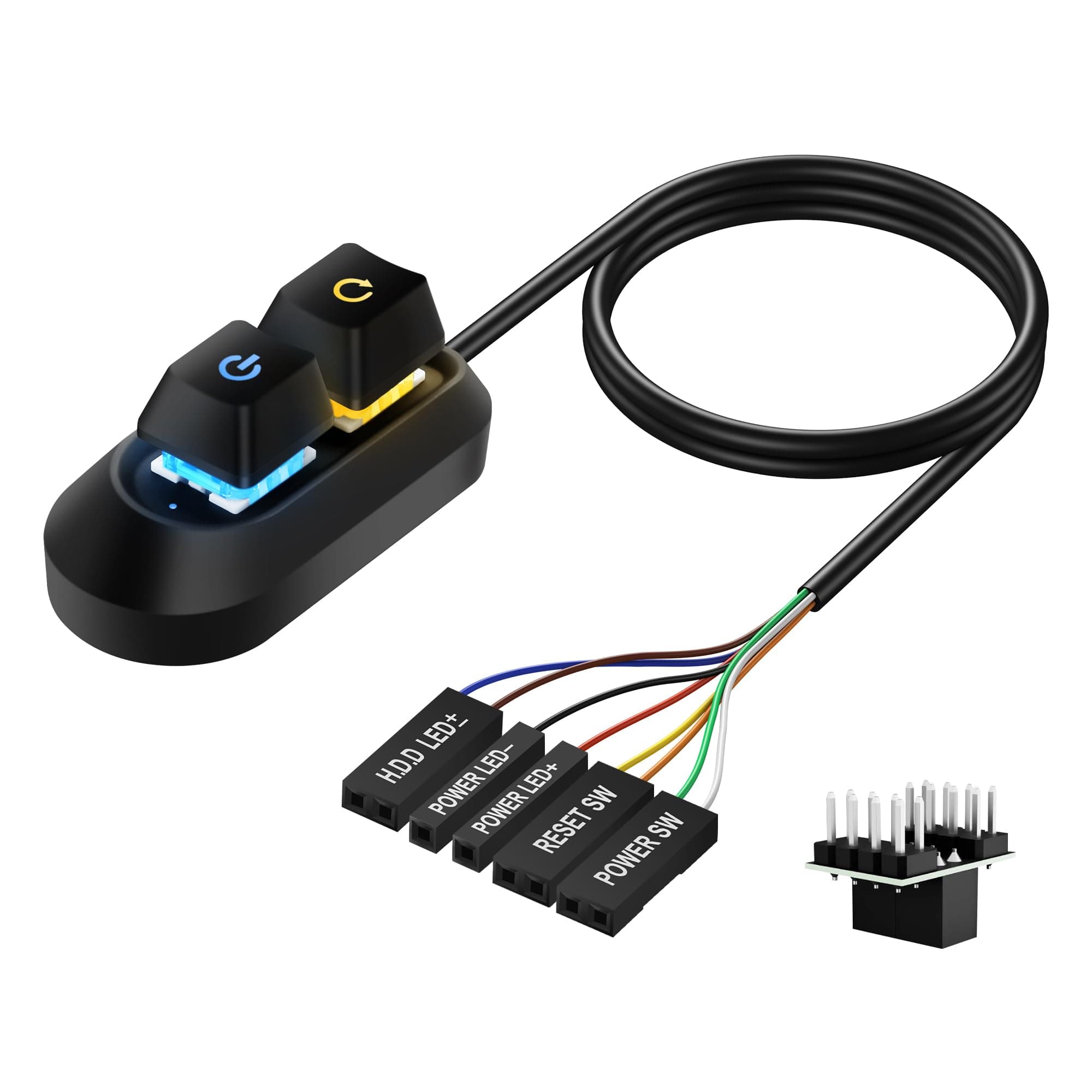 SinLoon Desktop Computer External PC Power Button PC Power Switch Multifunctional Desktop Button for Easy Start and Reset Control with LED Light-2M/6.5FT