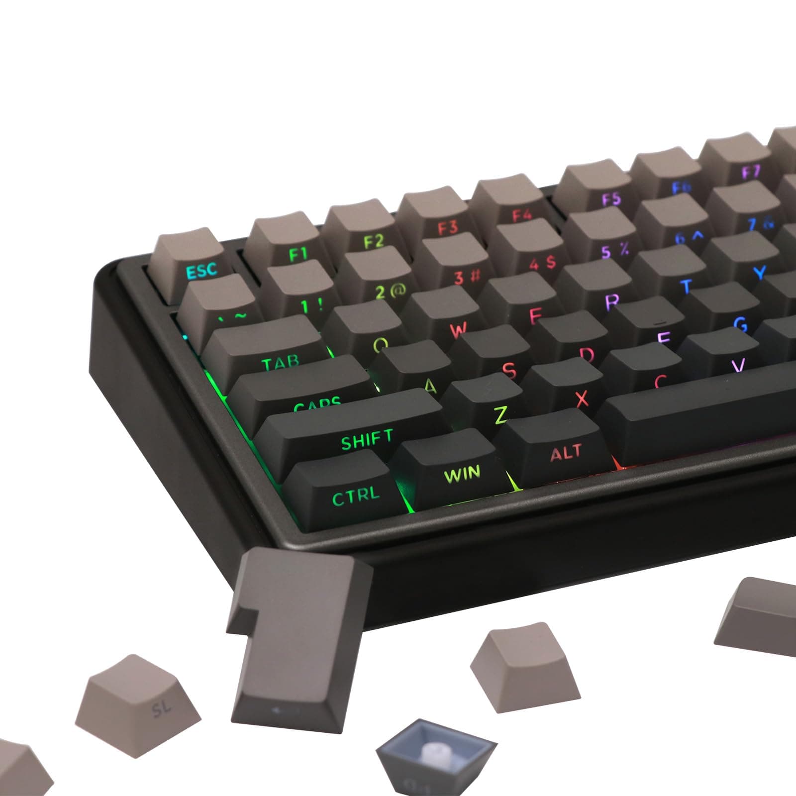 EPOMAKER 133-Key Double-shot Side-printed PBT Cherry Profile Keycap Set for Mechanical Gaming Keyboard, Compatible with ANSI Layout, MX-Clone Switches Gateron/Kailh Switch (Smokey Grey)