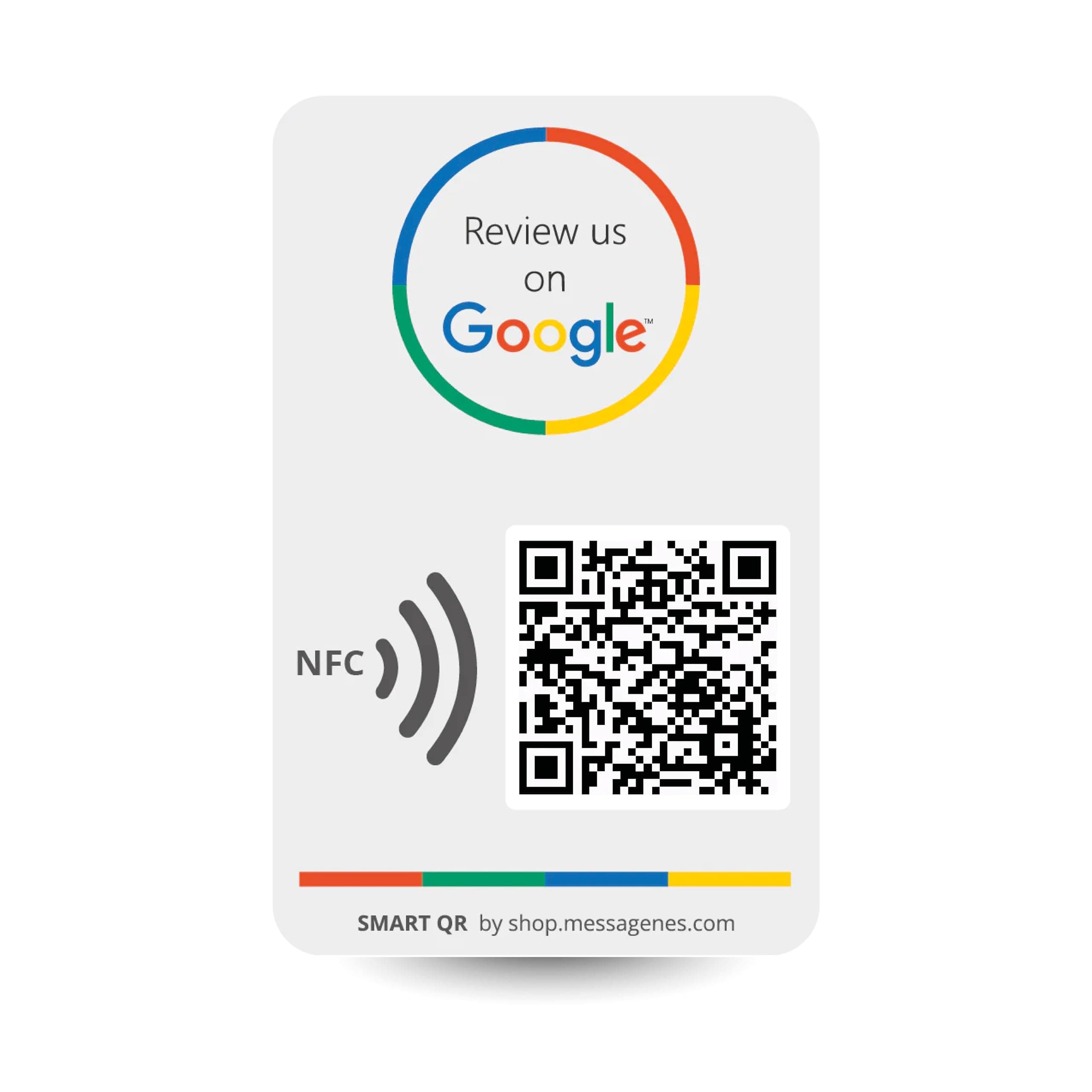 MESSAGENES Reusable NFC Tap Sticker for Google Reviews - QR Code - iPhone & Android - Boost My Reviews - Set Up at Home