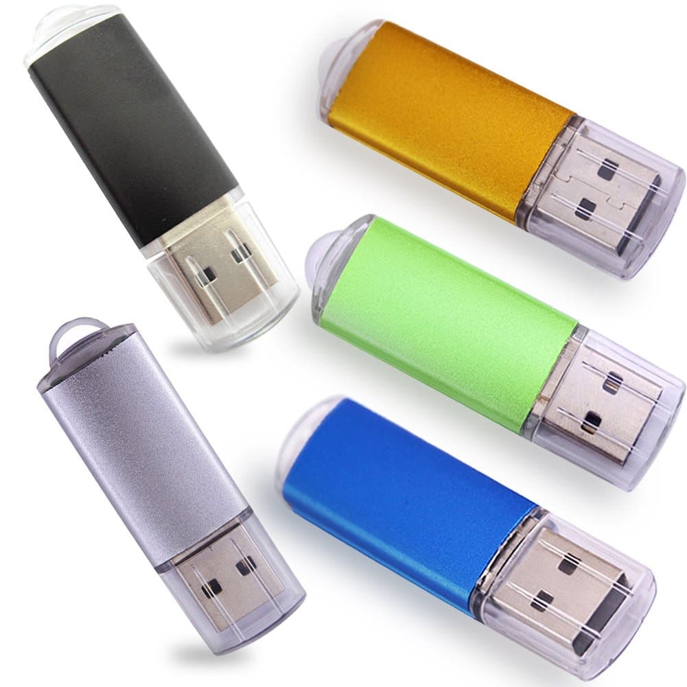 2GB 5PCS USB Flash Drives 2.0 Metal Key Memory Thumb Stick Pendrives with LED Indicator Mixture Colors