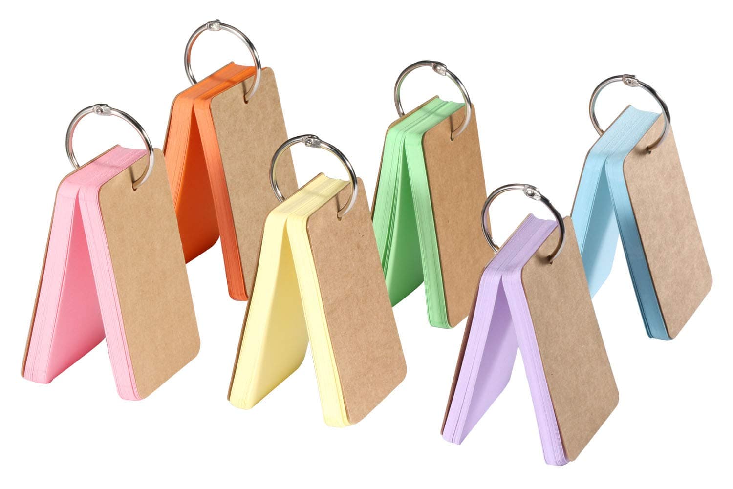 EDATOFLY300 Sheets Blank Flash Cards Mini Index Cards Study Cards Memo Pads Revision Cards with Metal Binder Ring(6 Colors 50 Sheets per Piece