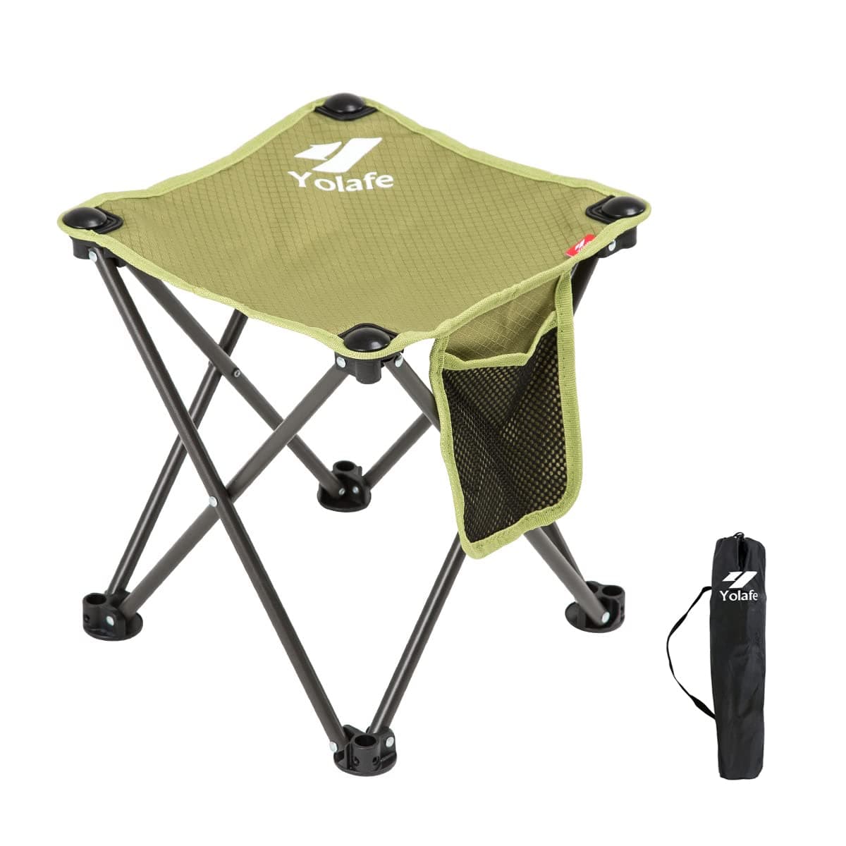 Yolafe Camping Stool, Lightweight Sturdy Portable Stool with Side Pocket,Sets Up in 1 Seconds, Folding Stool for Camping, Fishing, Hiking, Camping Stools for Adults with Carry Bag