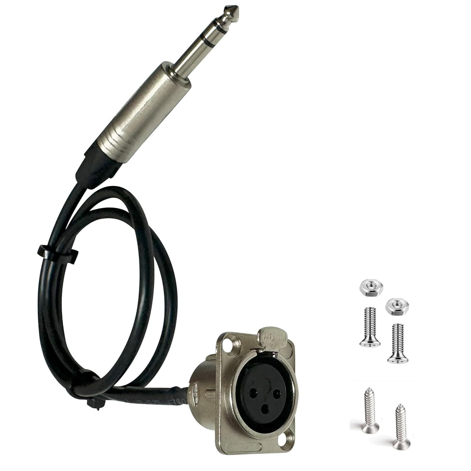 Premium XLR Pass Through Cable, No Solder, for Stage Box, Patch Panel, Floor Box - No Solder for Pro Audio Installations (XLR Female to 1/4" TRS)