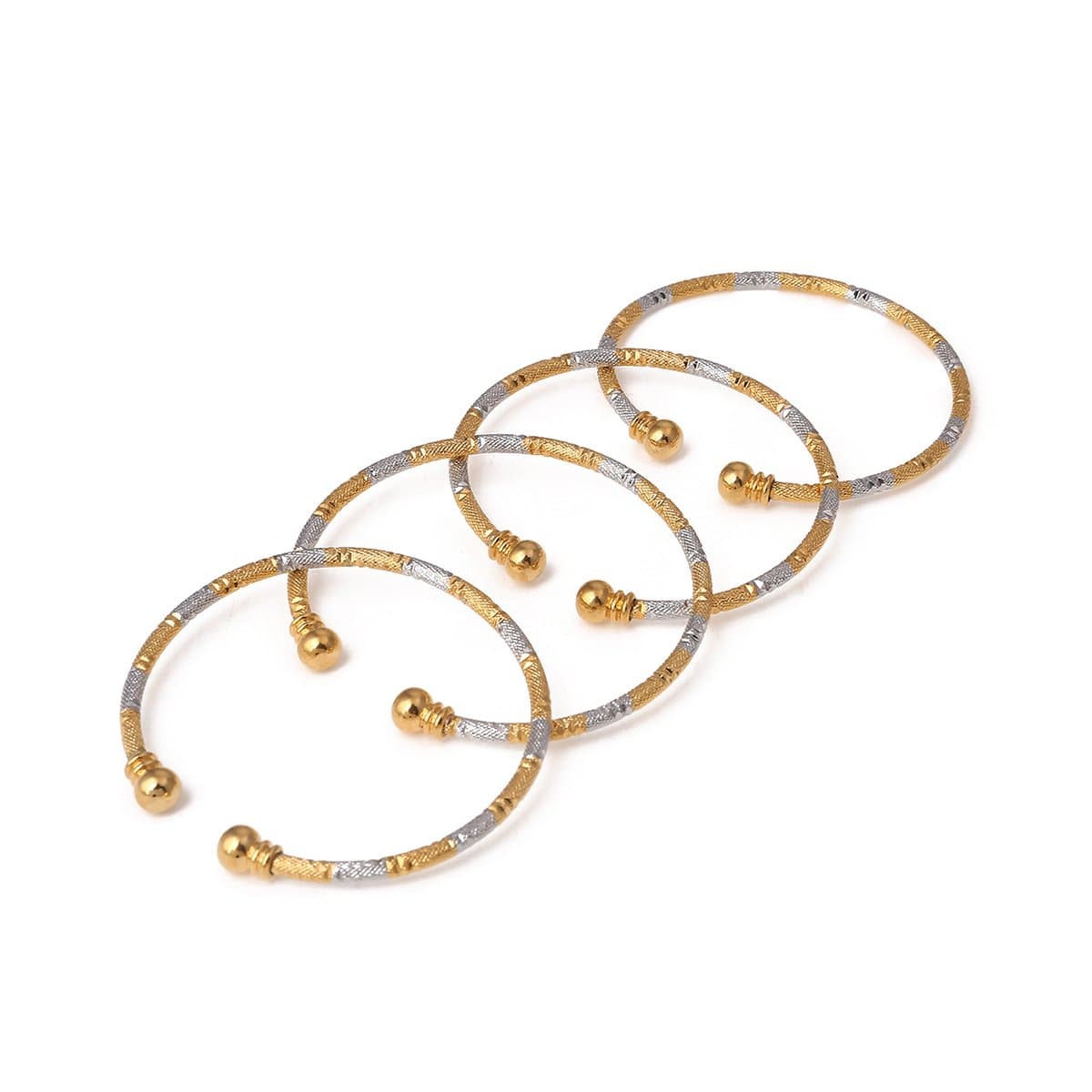 India Brass 4pcs Openable Bangle Bracelet Arab Ethiopian Bangle Gold Color Dubai Africa Jewelry Gift