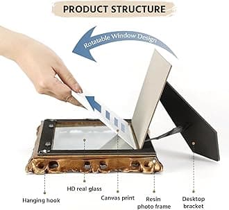 FOLKOR Framed Wall Art Decor for Kitchen Dining Room Bathroom, Vintage Still Life Flower Oil Paintings Prints with Gold Photo Frame, Floral Artwork for Home Office Library Book Shop Decoration, 5x7