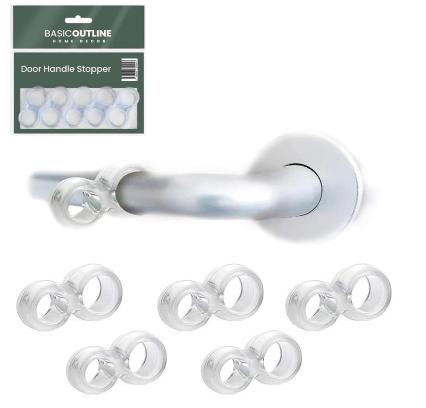 Basic Outline Wall Door Stopper Set of 10 Clear Rubber Door Handle Buffer Door Slam Stopper (Transparent) (Pack of 10)