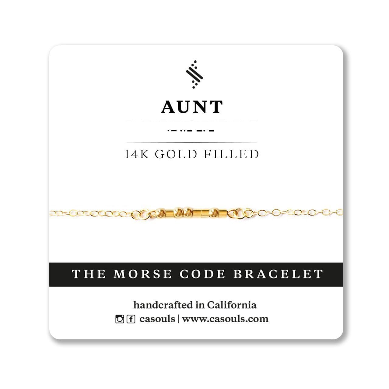 AUNT Morse Code Bracelet or Necklace in Sterling Silver, 14k Gold Filled, Handmade Jewelry for Aunt, Mother's Day, Birthday Gift