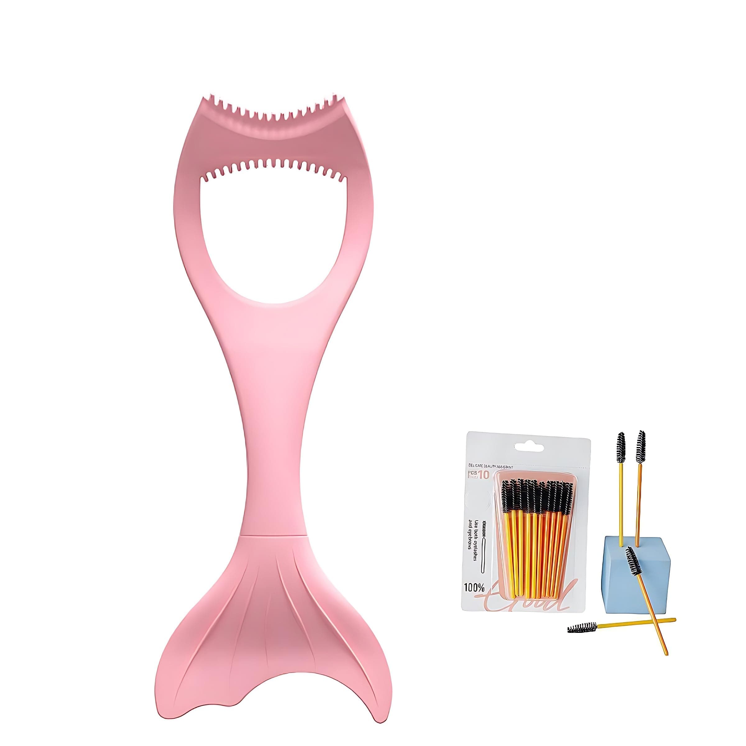 Jlaxks3-in-1 Makeup Lash Tool Silicone Upper and Lower Mascara Applicator Lash Guard Reusable Eye Makeup Tool with Eyeliner Template and One Premium Lash Brushes (Silicone Material)