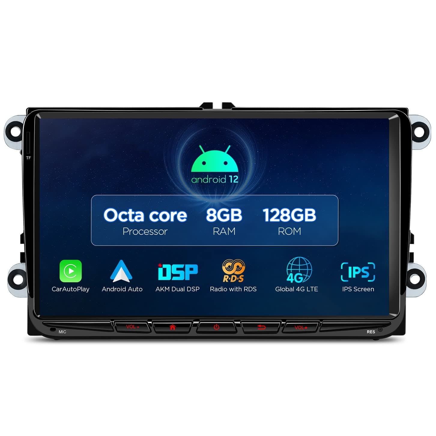 XTRONS Android 12 Car Stereo for VW Volkswagen EOS Golf, Octa Core 8GB+128GB Car Radio 9" QLED IPS Touched GPS Navigation Built-in DSP Bluetooth Car Play 4G LTE RDS Radio support TPMS AHD Camera DAB+